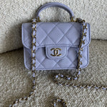CHANEL Handbag 21K Lavender Lambskin Quilted Micro Coin Purse with Chain LGHW - Redeluxe