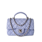 CHANEL Handbag 21k Lavender/ Light Purple Lambskin Quilted Mini Top Handle Light Gold Hardware - Redeluxe