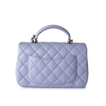 CHANEL Handbag 21k Lavender/ Light Purple Lambskin Quilted Mini Top Handle Light Gold Hardware - Redeluxe