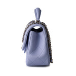 CHANEL Handbag 21k Lavender/ Light Purple Lambskin Quilted Mini Top Handle Light Gold Hardware - Redeluxe