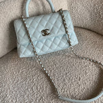 CHANEL Handbag 21K Light Blue Caviar Quilted Coco Handle Small LGHW - Redeluxe