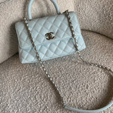 CHANEL Handbag 21K Light Blue Caviar Quilted Coco Handle Small LGHW - Redeluxe