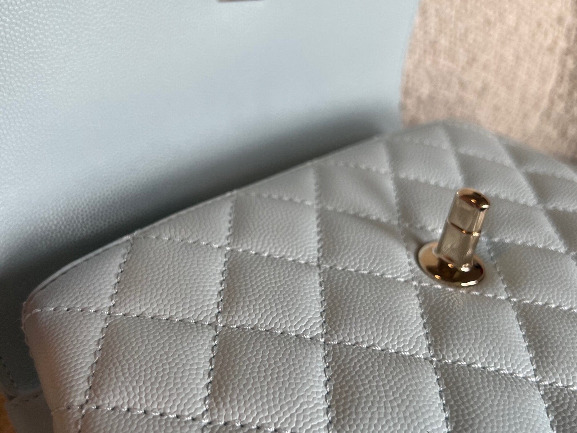 CHANEL Handbag 21K Light Blue Caviar Quilted Coco Handle Small LGHW - Redeluxe