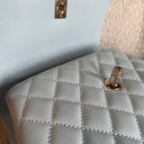 CHANEL Handbag 21K Light Blue Caviar Quilted Coco Handle Small LGHW - Redeluxe