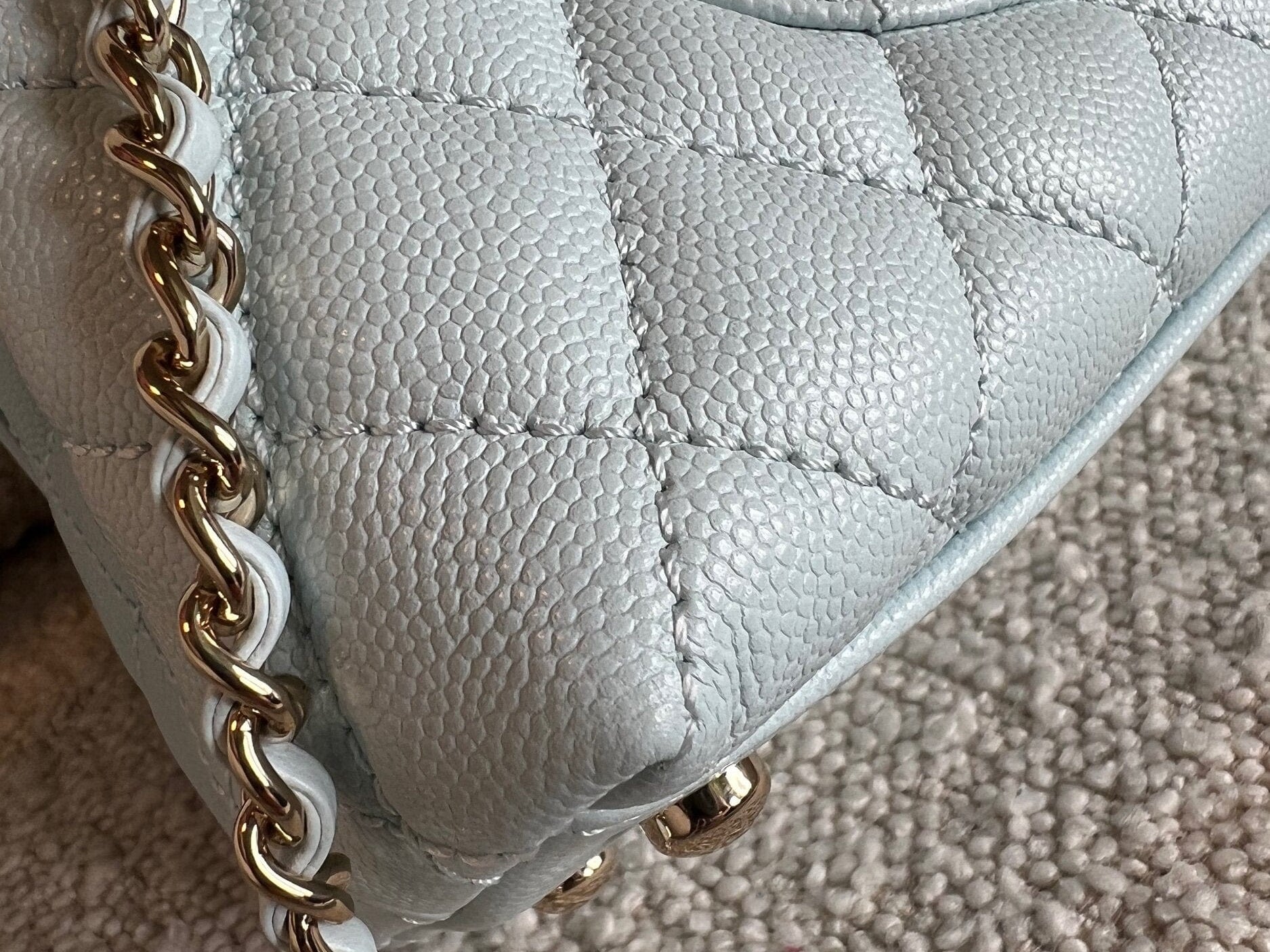 CHANEL Handbag 21K Light Blue Caviar Quilted Coco Handle Small LGHW - Redeluxe