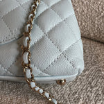CHANEL Handbag 21K Light Blue Caviar Quilted Coco Handle Small LGHW - Redeluxe