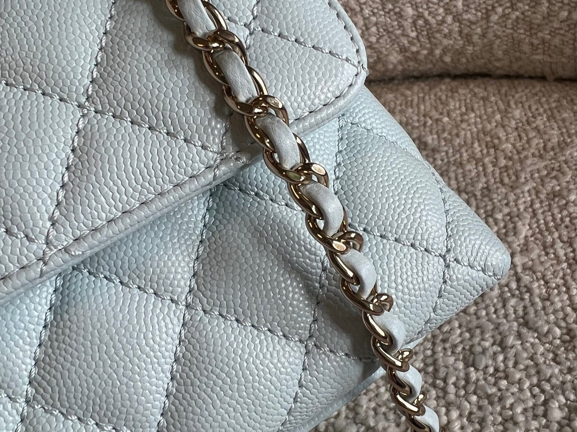 CHANEL Handbag 21K Light Blue Caviar Quilted Coco Handle Small LGHW - Redeluxe