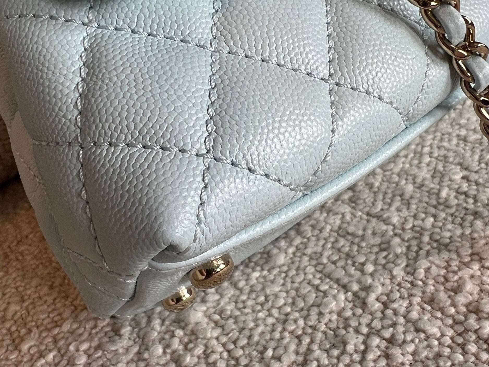 CHANEL Handbag 21K Light Blue Caviar Quilted Coco Handle Small LGHW - Redeluxe