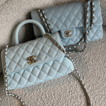 CHANEL Handbag 21K Light Blue Caviar Quilted Coco Handle Small LGHW - Redeluxe