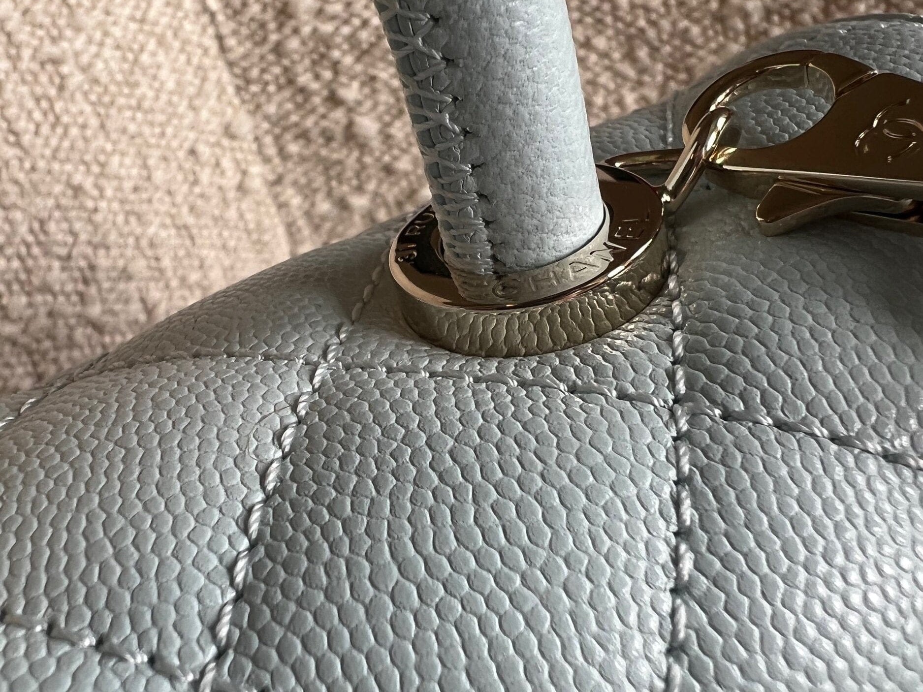 CHANEL Handbag 21K Light Blue Caviar Quilted Coco Handle Small LGHW - Redeluxe