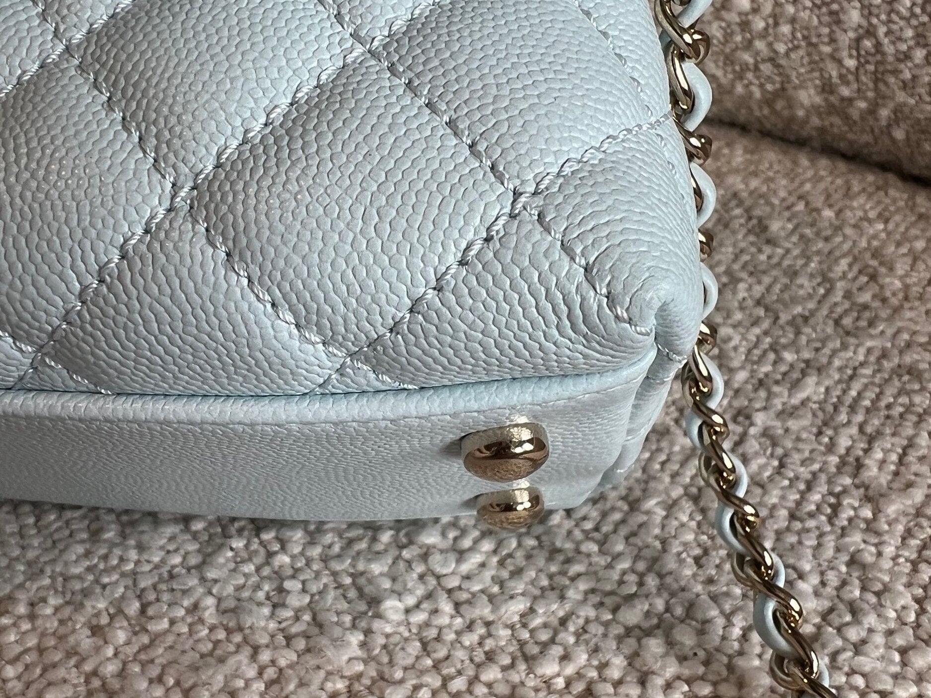 CHANEL Handbag 21K Light Blue Caviar Quilted Coco Handle Small LGHW - Redeluxe