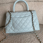 CHANEL Handbag 21K Light Blue Caviar Quilted Coco Handle Small LGHW - Redeluxe
