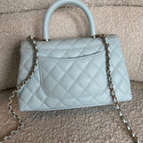 CHANEL Handbag 21K Light Blue Caviar Quilted Coco Handle Small LGHW - Redeluxe