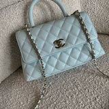CHANEL Handbag 21K Light Blue Caviar Quilted Coco Handle Small LGHW - Redeluxe