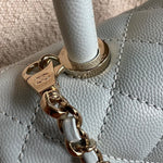 CHANEL Handbag 21K Light Blue Caviar Quilted Coco Handle Small LGHW - Redeluxe