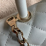 CHANEL Handbag 21K Light Blue Caviar Quilted Coco Handle Small LGHW - Redeluxe