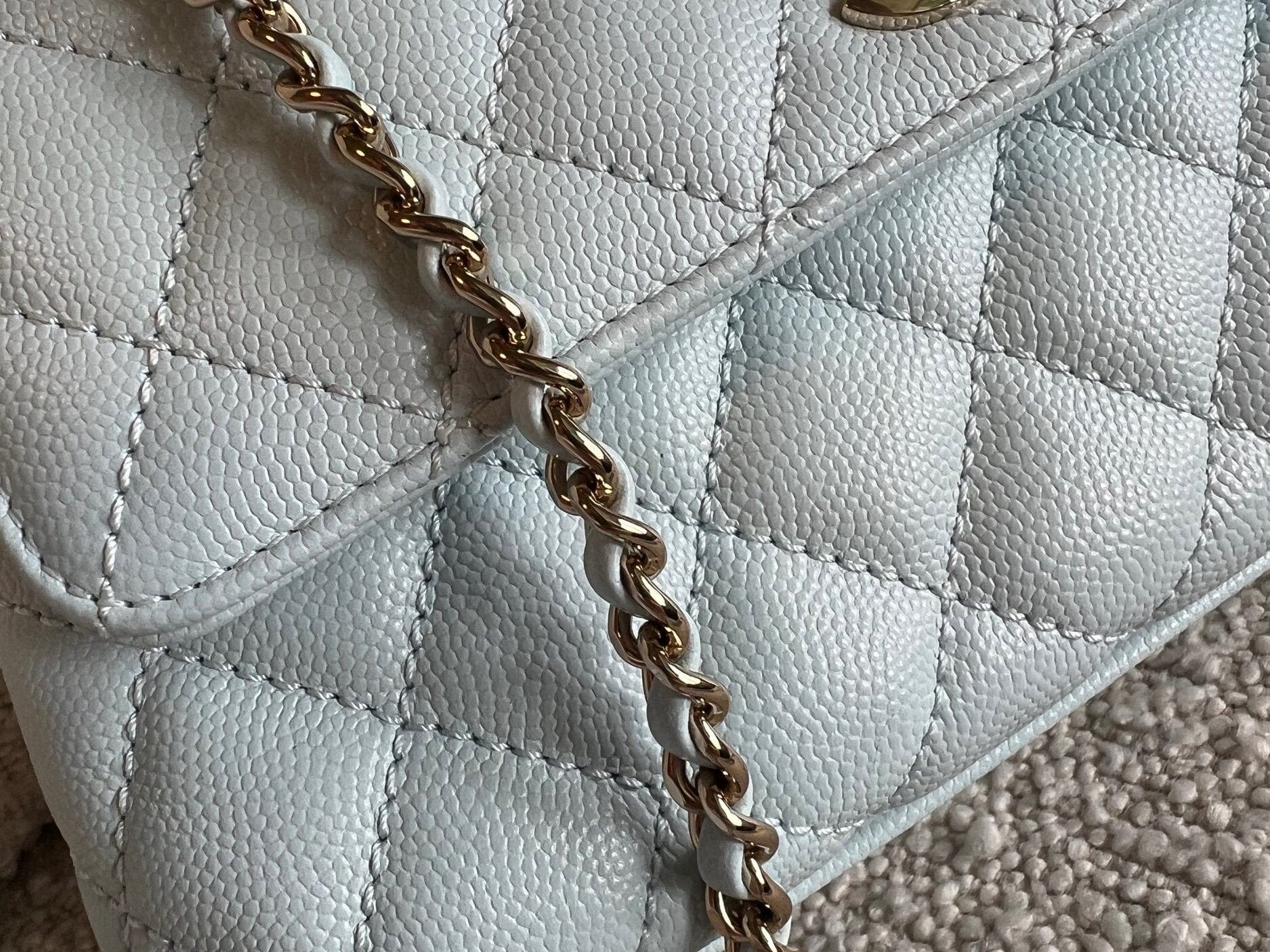 CHANEL Handbag 21K Light Blue Caviar Quilted Coco Handle Small LGHW - Redeluxe