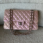 CHANEL Handbag 21K Medium Pink Iridescent Lambskin Quilted Classic Flap SHW - Redeluxe