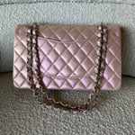 CHANEL Handbag 21K Medium Pink Iridescent Lambskin Quilted Classic Flap SHW - Redeluxe