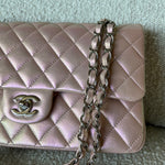 CHANEL Handbag 21K Medium Pink Iridescent Lambskin Quilted Classic Flap SHW - Redeluxe