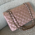 CHANEL Handbag 21K Medium Pink Iridescent Lambskin Quilted Classic Flap SHW - Redeluxe