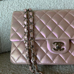 CHANEL Handbag 21K Medium Pink Iridescent Lambskin Quilted Classic Flap SHW - Redeluxe