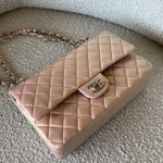 CHANEL Handbag 21K Medium Pink Iridescent Lambskin Quilted Classic Flap SHW - Redeluxe