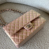 CHANEL Handbag 21K Medium Pink Iridescent Lambskin Quilted Classic Flap SHW - Redeluxe