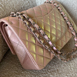 CHANEL Handbag 21K Medium Pink Iridescent Lambskin Quilted Classic Flap SHW - Redeluxe
