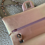 CHANEL Handbag 21K Medium Pink Iridescent Lambskin Quilted Classic Flap SHW - Redeluxe