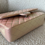 CHANEL Handbag 21K Medium Pink Iridescent Lambskin Quilted Classic Flap SHW - Redeluxe