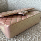 CHANEL Handbag 21K Medium Pink Iridescent Lambskin Quilted Classic Flap SHW - Redeluxe