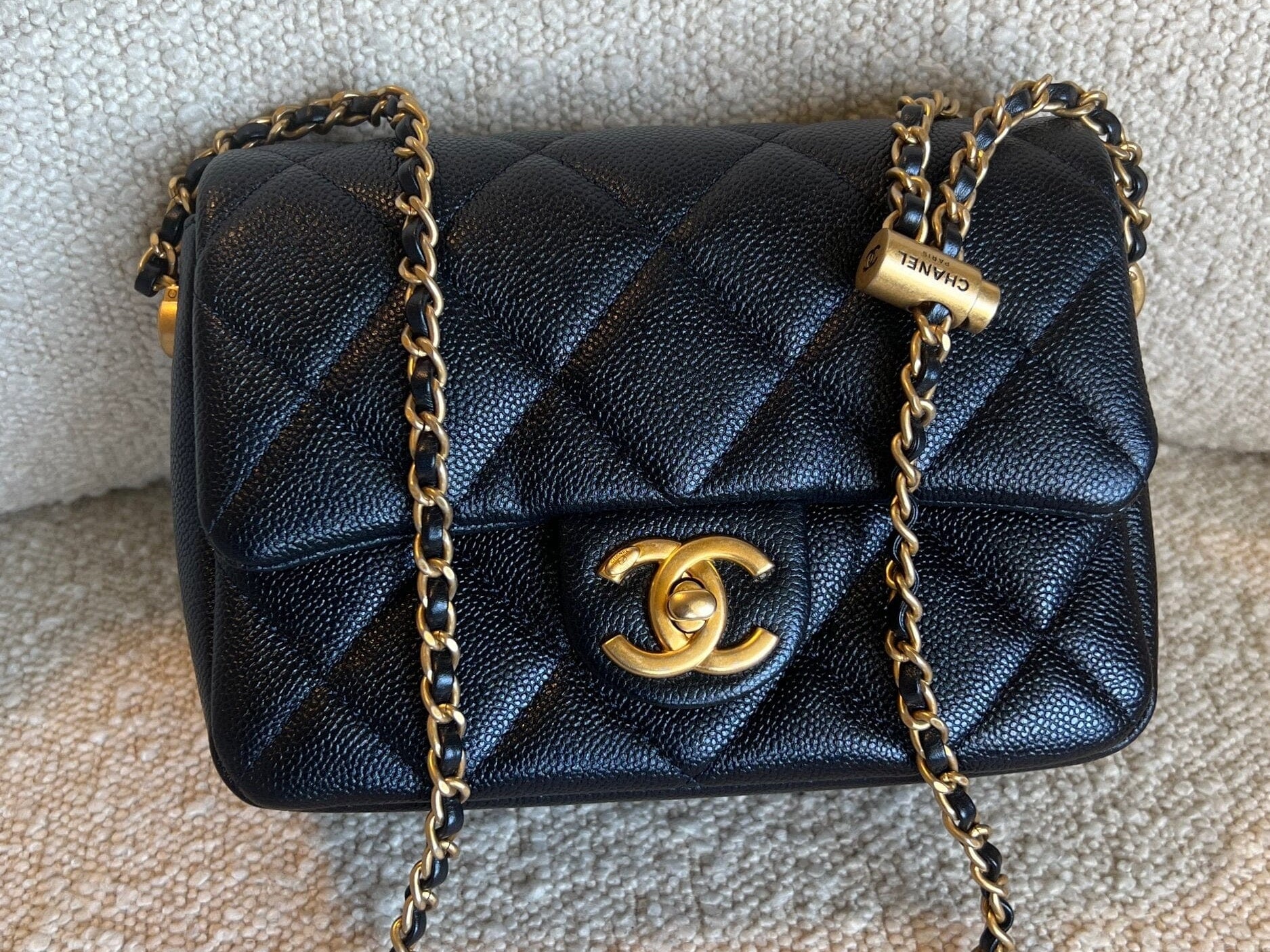 CHANEL Handbag 21K My Perfect Bag Iridescent Black Caviar Quilted AGHW - Redeluxe
