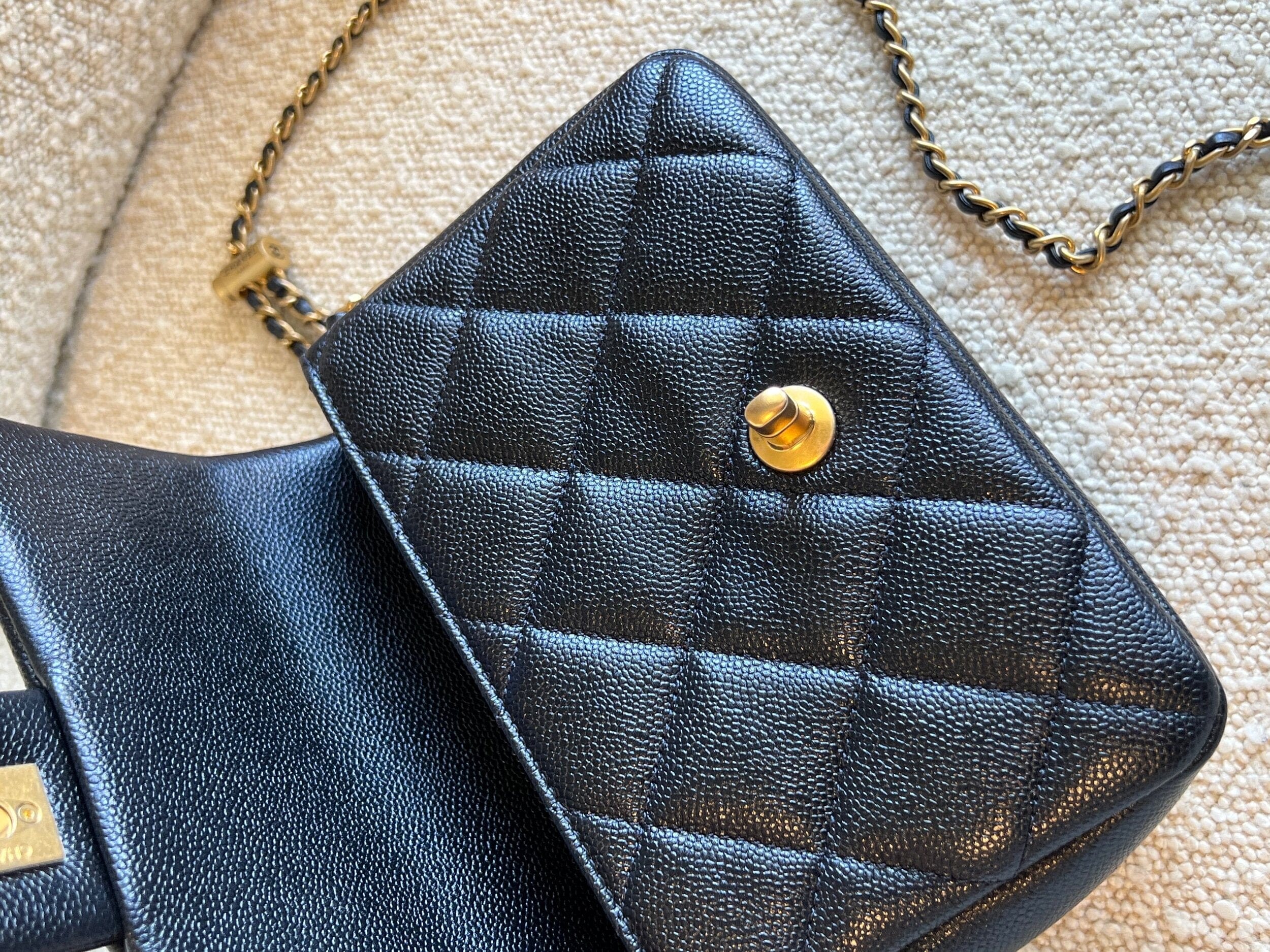 CHANEL Handbag 21K My Perfect Bag Iridescent Black Caviar Quilted AGHW - Redeluxe