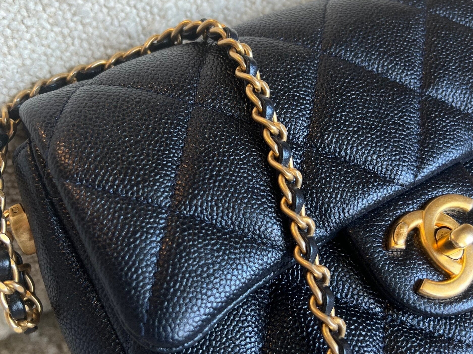 CHANEL Handbag 21K My Perfect Bag Iridescent Black Caviar Quilted AGHW - Redeluxe