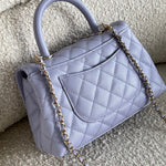 CHANEL Handbag 21K Quilted Coco Handle Lilac Caviar Small LGHW - Redeluxe