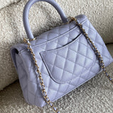 CHANEL Handbag 21K Quilted Coco Handle Lilac Caviar Small LGHW - Redeluxe
