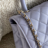 CHANEL Handbag 21K Quilted Coco Handle Lilac Caviar Small LGHW - Redeluxe