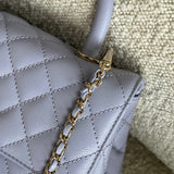 CHANEL Handbag 21K Quilted Coco Handle Lilac Caviar Small LGHW - Redeluxe