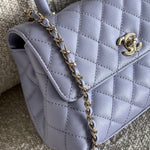 CHANEL Handbag 21K Quilted Coco Handle Lilac Caviar Small LGHW - Redeluxe