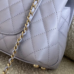 CHANEL Handbag 21K Quilted Coco Handle Lilac Caviar Small LGHW - Redeluxe