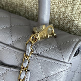 CHANEL Handbag 21K Quilted Coco Handle Lilac Caviar Small LGHW - Redeluxe