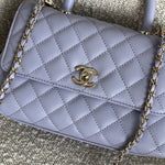 CHANEL Handbag 21K Quilted Coco Handle Lilac Caviar Small LGHW - Redeluxe