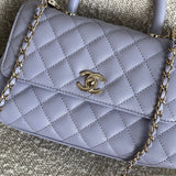 CHANEL Handbag 21K Quilted Coco Handle Lilac Caviar Small LGHW - Redeluxe