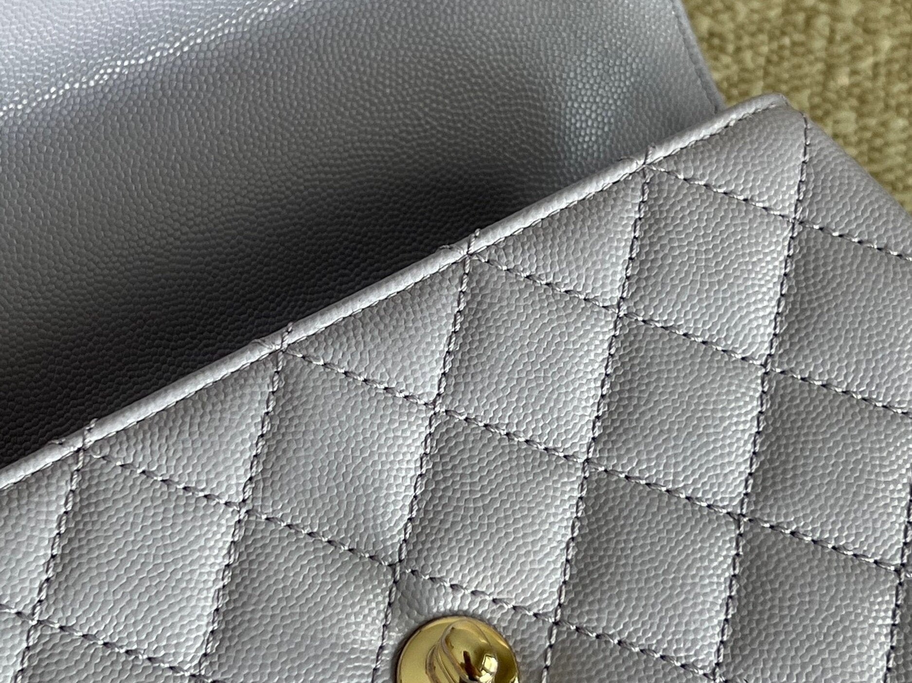 CHANEL Handbag 21K Quilted Coco Handle Lilac Caviar Small LGHW - Redeluxe