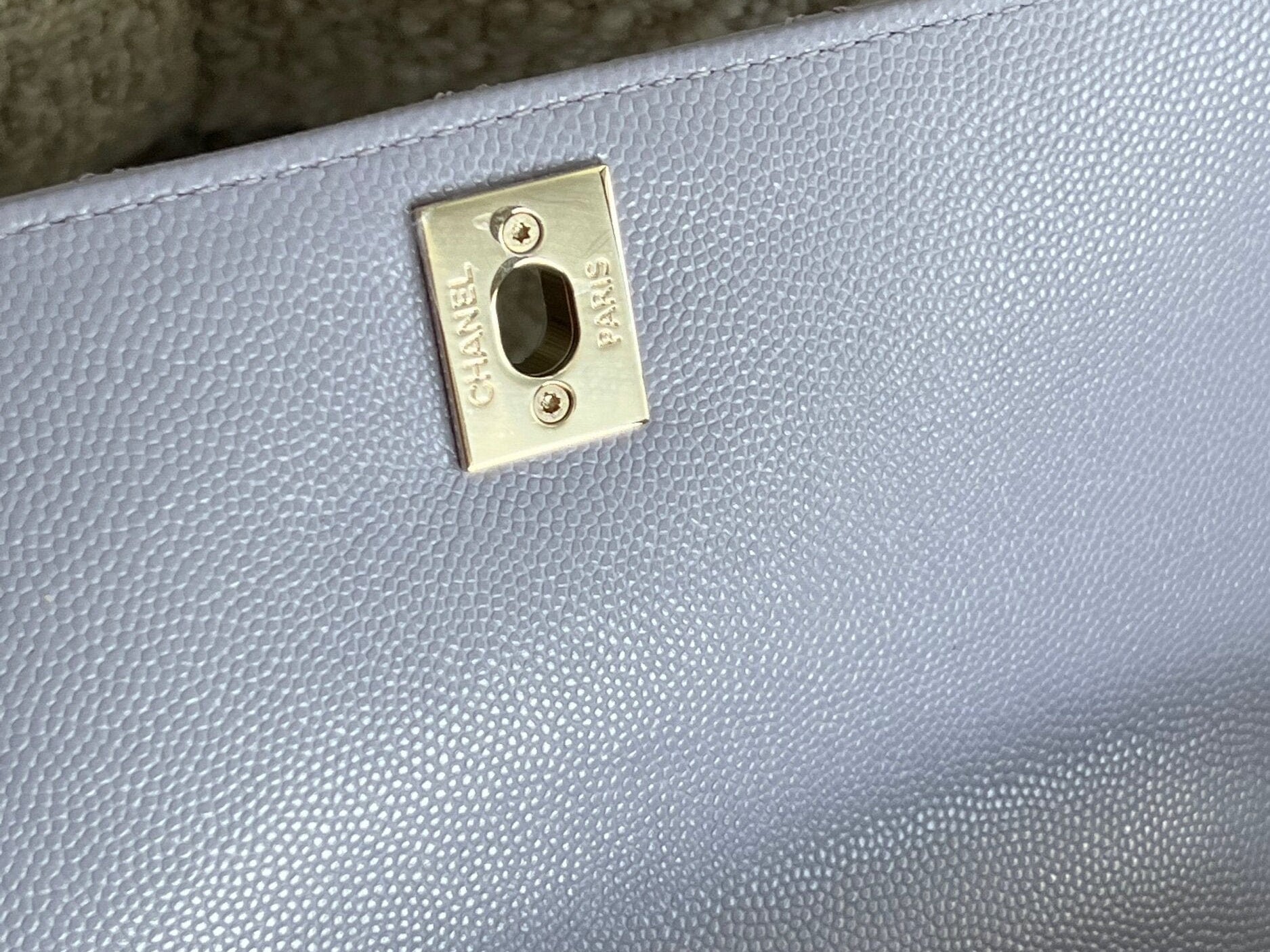 CHANEL Handbag 21K Quilted Coco Handle Lilac Caviar Small LGHW - Redeluxe