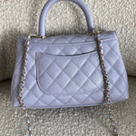 CHANEL Handbag 21K Quilted Coco Handle Lilac Caviar Small LGHW - Redeluxe