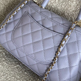 CHANEL Handbag 21K Quilted Coco Handle Lilac Caviar Small LGHW - Redeluxe