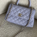 CHANEL Handbag 21K Quilted Coco Handle Lilac Caviar Small LGHW - Redeluxe