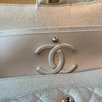 CHANEL Handbag 21K Silver Metallic Caviar Quilted Classic Double Flap Medium Silver Hardware - Redeluxe